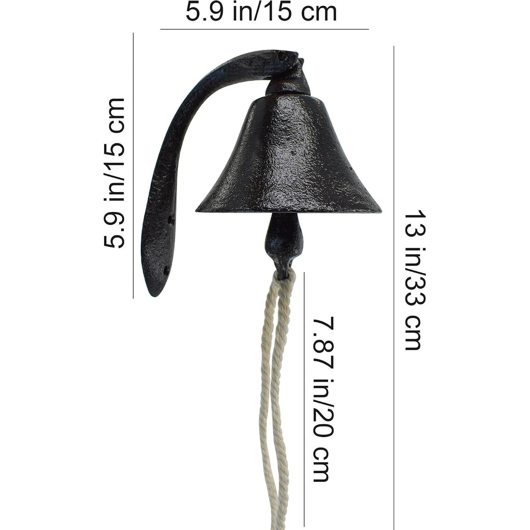 Black Cast-Iron Wall-Mounted Dinner Bell with Pull Rope - Just Closeouts Canada Inc.X0041IE96T