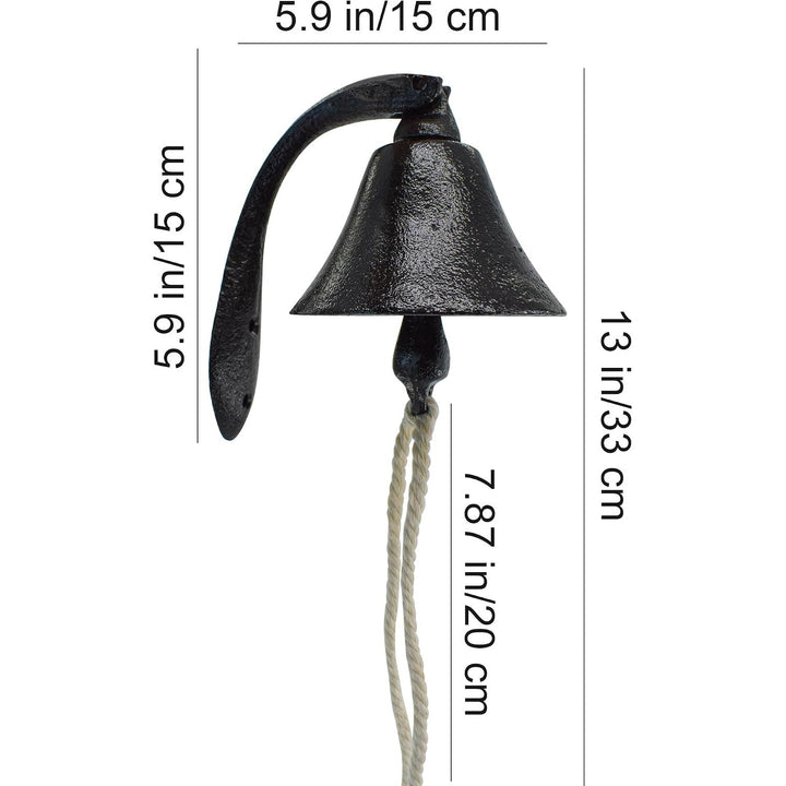 Black Cast-Iron Wall-Mounted Dinner Bell with Pull Rope - Just Closeouts Canada Inc.X0041IE96T