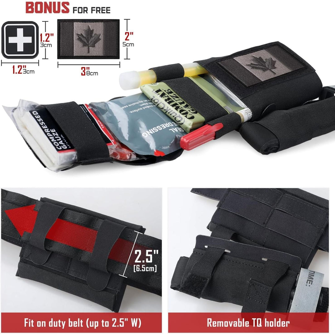 Black Compact MOLLE First-Aid Pouch with Removable Insert - Just Closeouts Canada Inc.