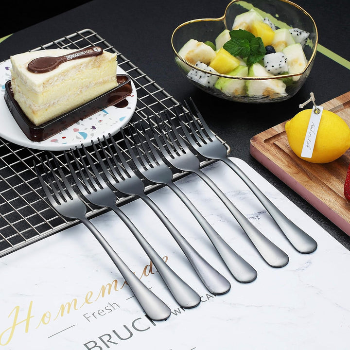 Black Dinner Fork 6 Pieces, Stainless Steel 8.17 Inch Forks Black Titanium Plating Silverware, Black Forks Set of 6 - Just Closeouts Canada Inc.X004VAI9O5