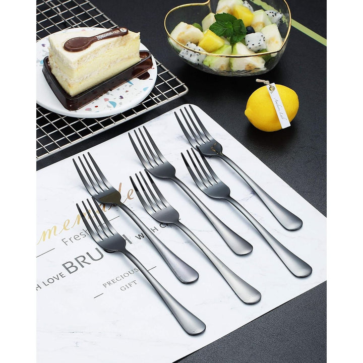 Black Dinner Fork 6 Pieces, Stainless Steel 8.17 Inch Forks Black Titanium Plating Silverware, Black Forks Set of 6 - Just Closeouts Canada Inc.X004VAI9O5