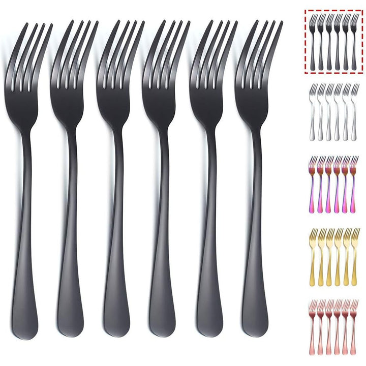 Black Dinner Fork 6 Pieces, Stainless Steel 8.17 Inch Forks Black Titanium Plating Silverware, Black Forks Set of 6 - Just Closeouts Canada Inc.X004VAI9O5