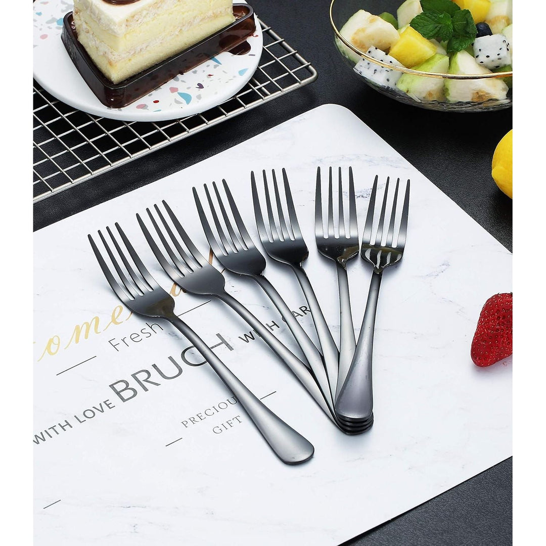 Black Dinner Fork 6 Pieces, Stainless Steel 8.17 Inch Forks Black Titanium Plating Silverware, Black Forks Set of 6 - Just Closeouts Canada Inc.X004VAI9O5