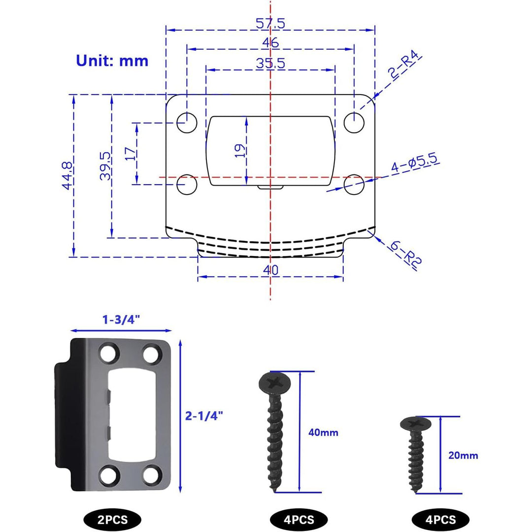 Black Door Strike Plates with Screws, 2 Pack - Just Closeouts Canada Inc.X004KXYXVB