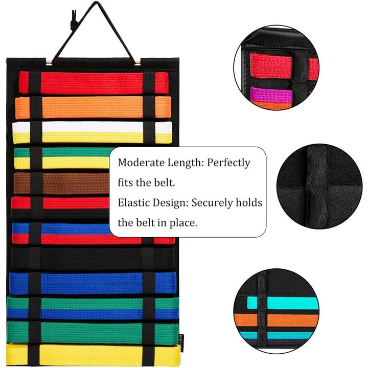 Black Felt Martial Arts Belt Display Rack, 12 Slots - Just Closeouts Canada Inc.X004MPXEA3
