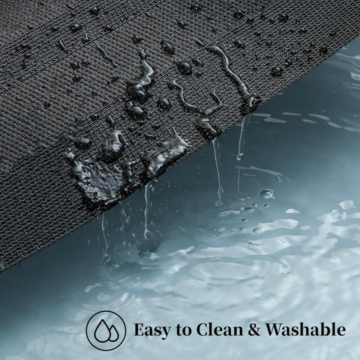 Black Frame Placemats Set of 4 - Heat Resistant Non - Slip Place mats for Dining Table, Washable Durable PVC Vinyl Woven Table Mats - Just Closeouts Canada Inc.