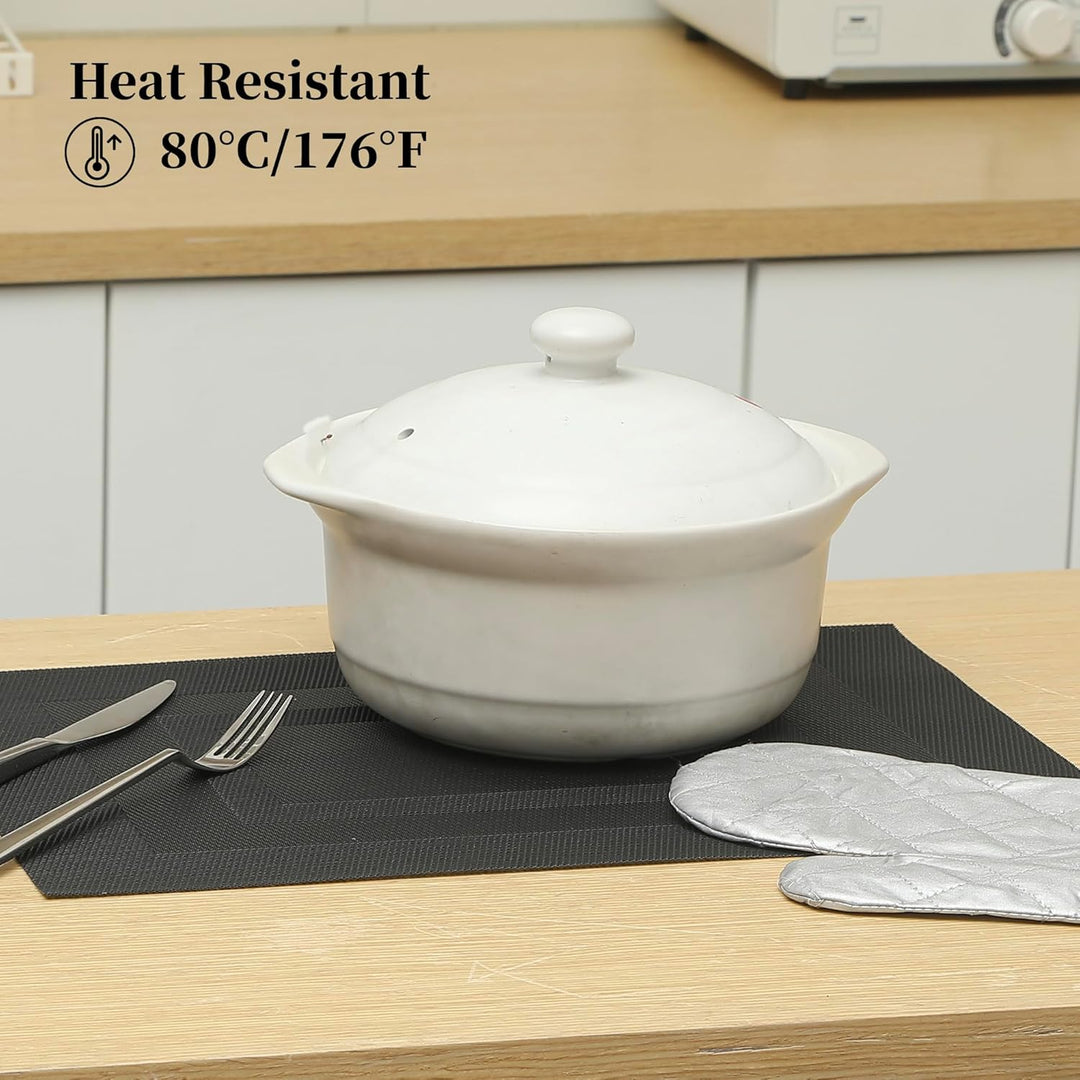 Black Frame Placemats Set of 4 - Heat Resistant Non - Slip Place mats for Dining Table, Washable Durable PVC Vinyl Woven Table Mats - Just Closeouts Canada Inc.