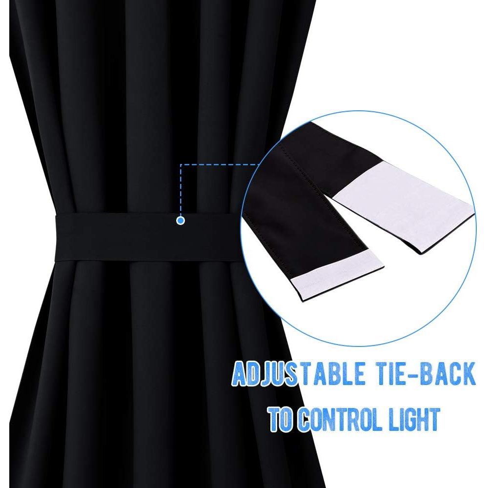 Black French-Door Curtains, 25 x 40 in, Set of 2 with Tiebacks - Just Closeouts Canada Inc.