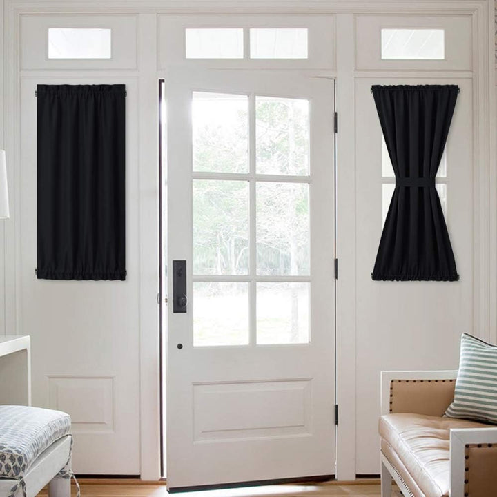 Black French-Door Curtains, 25 x 40 in, Set of 2 with Tiebacks - Just Closeouts Canada Inc.