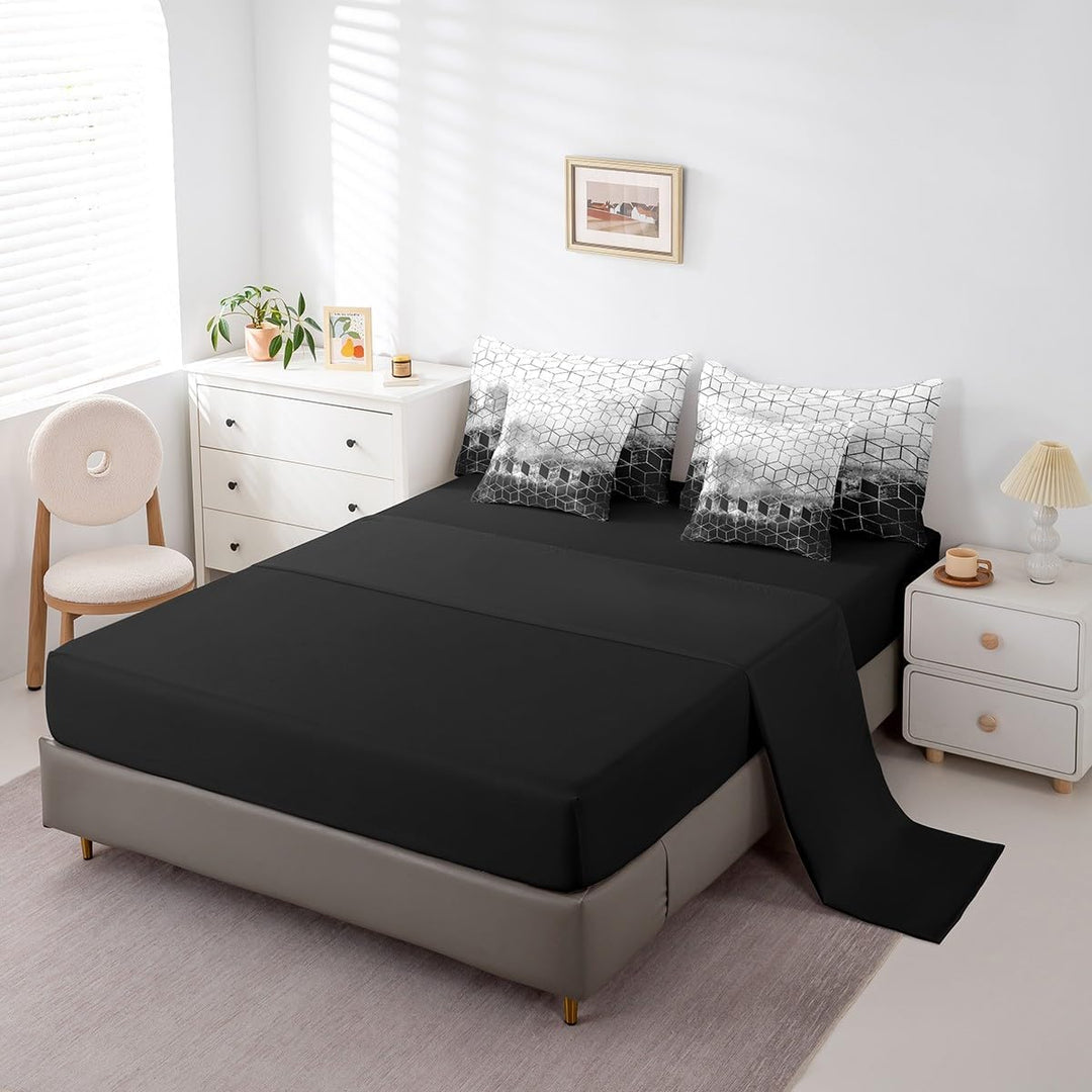 Black & Grey Honeycomb King 7-Piece Comforter & Sheet Set - Just Closeouts Canada Inc.X004P05D4P