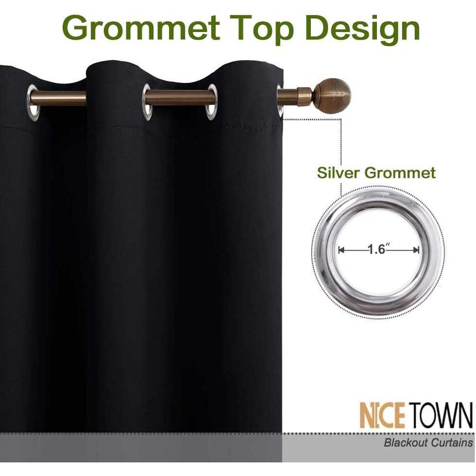 Black Grommet Blackout Curtain, 70 x 63 in, 1 Panel - Just Closeouts Canada Inc.