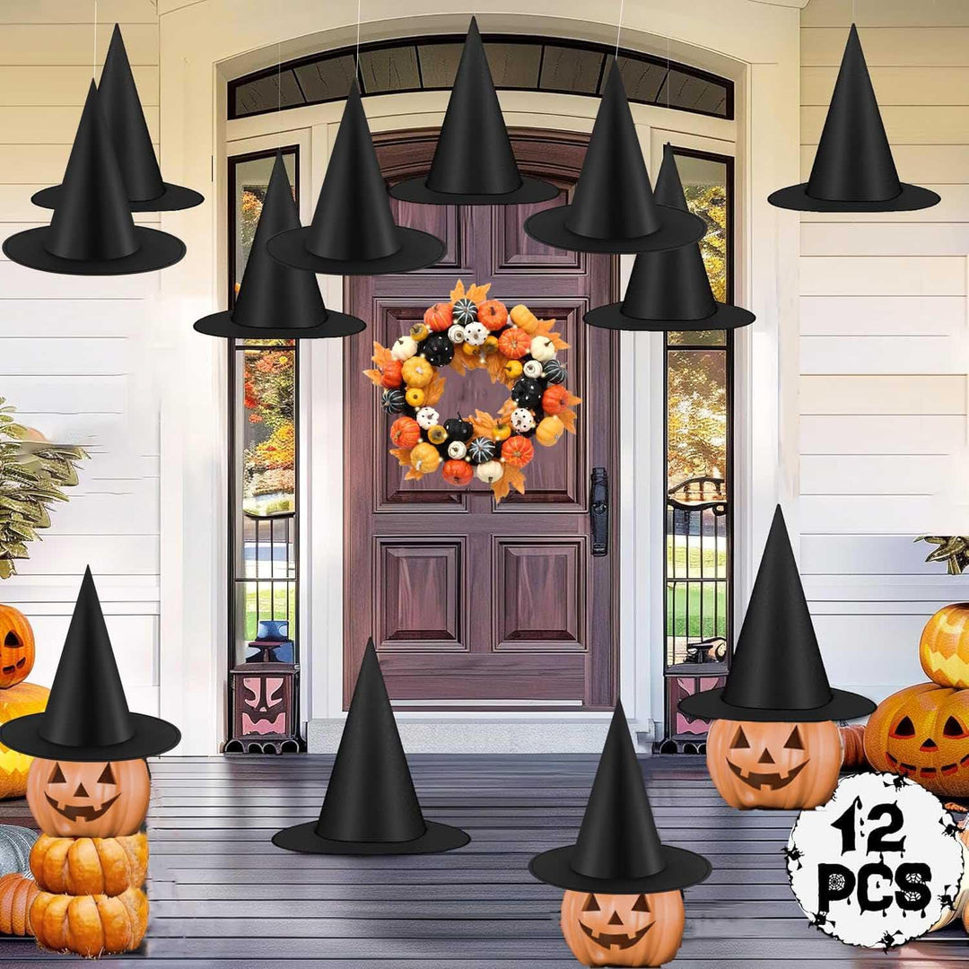 Black Halloween Witch Hats with Hanging Line, 12-Pack - Just Closeouts Canada Inc.
