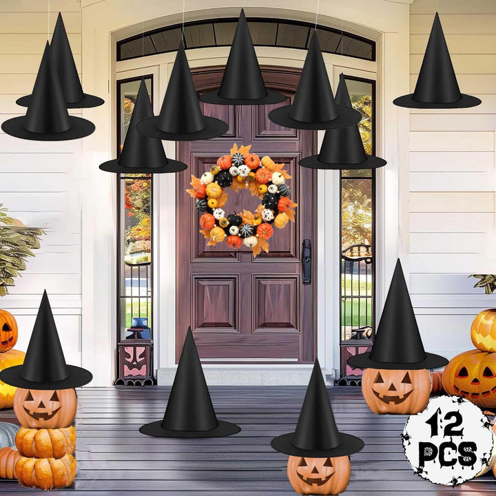 Black Halloween Witch Hats with Hanging Line, 12-Pack - Just Closeouts Canada Inc.