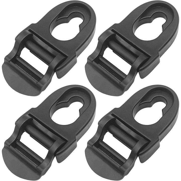 Four black nylon kayak seat strap clips