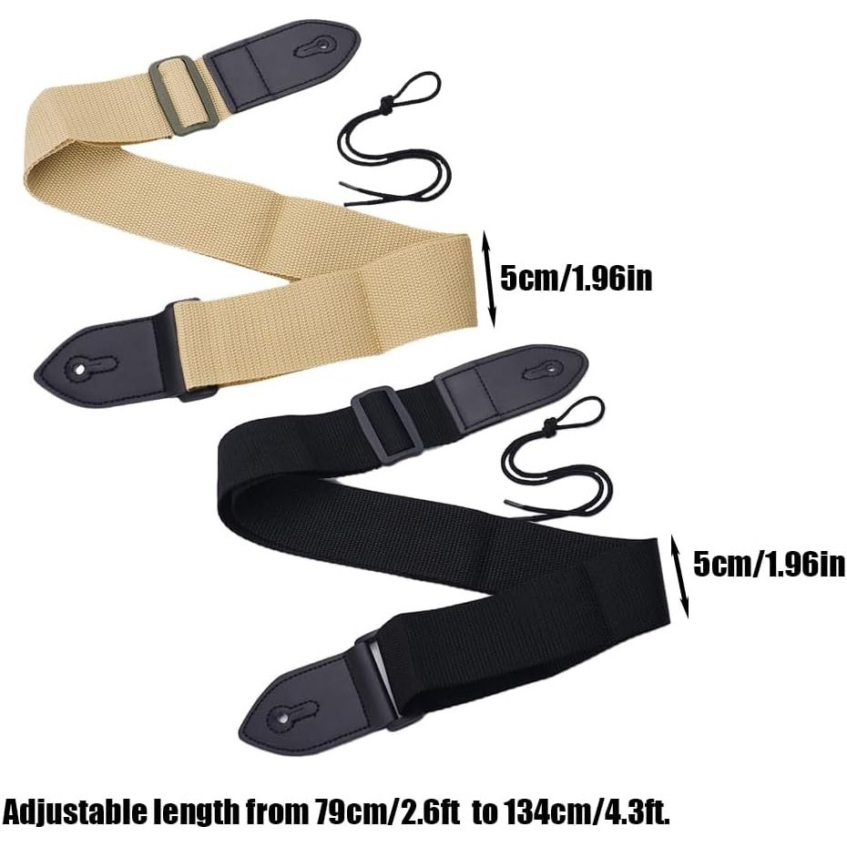 Black and khaki guitar straps, source view 2