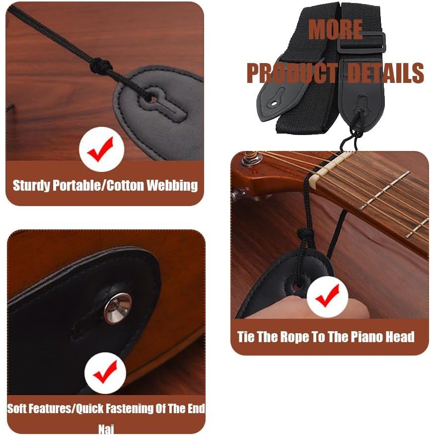 Black and khaki guitar straps, source view 4