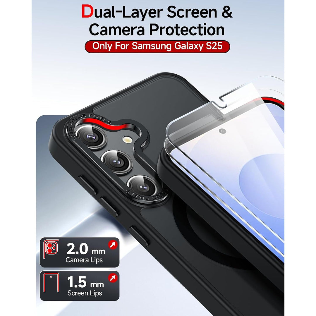 Black Magnetic Matte Case for Samsung Galaxy S25 with 2 Screen Protectors - Just Closeouts Canada Inc.X004HWJWRF