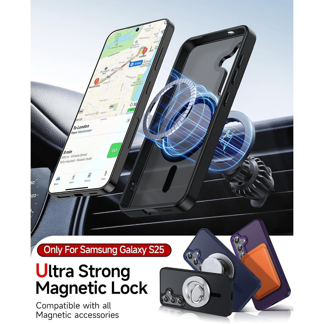 Black Magnetic Matte Case for Samsung Galaxy S25 with 2 Screen Protectors - Just Closeouts Canada Inc.X004HWJWRF