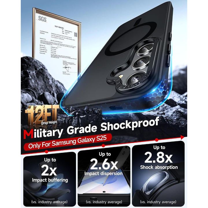 Black Magnetic Matte Case for Samsung Galaxy S25 with 2 Screen Protectors - Just Closeouts Canada Inc.X004HWJWRF
