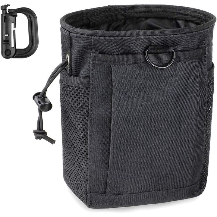 Black MOLLE Drawstring Recovery Pouch with D-Ring Clip - Just Closeouts Canada Inc.