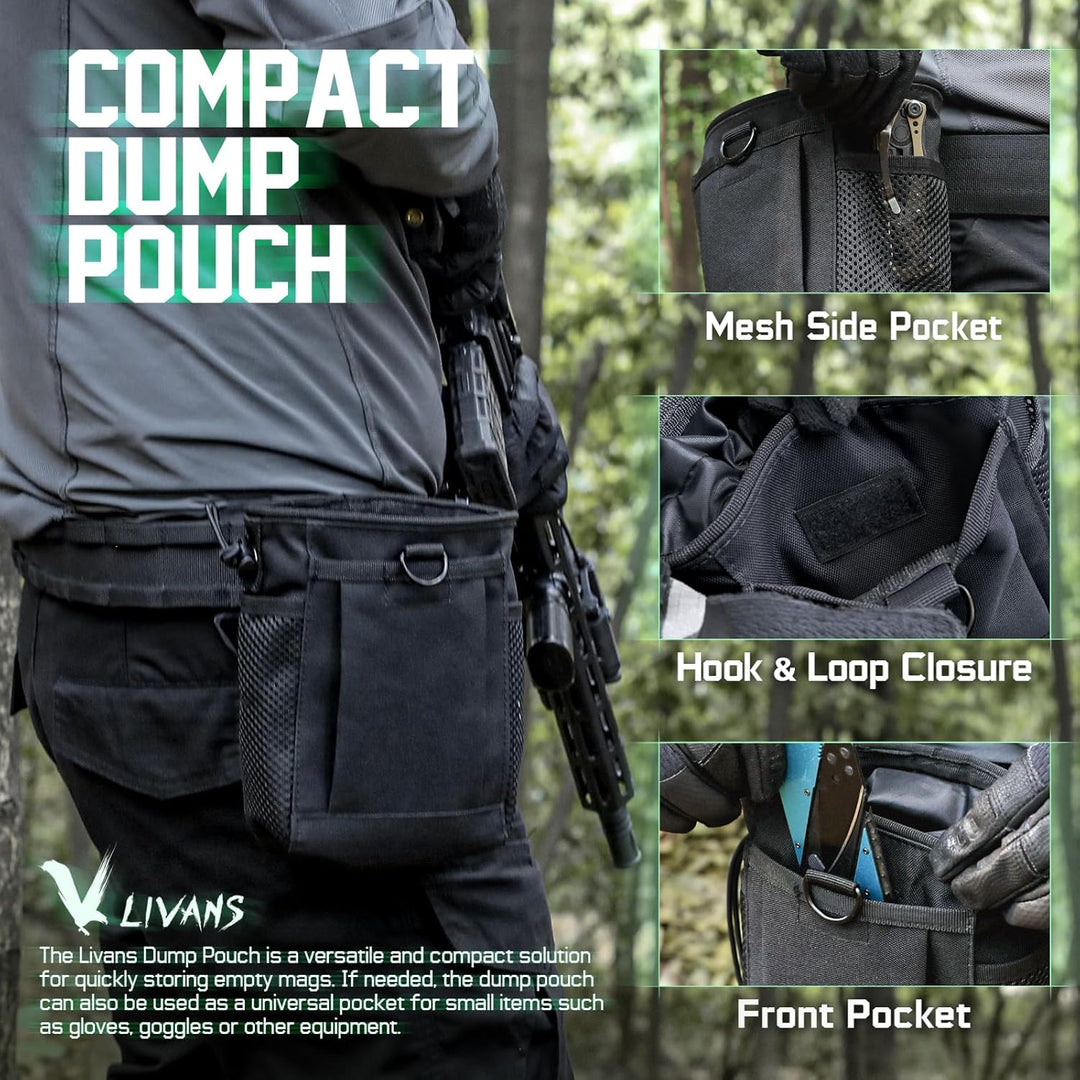 Black MOLLE Drawstring Recovery Pouch with D-Ring Clip - Just Closeouts Canada Inc.