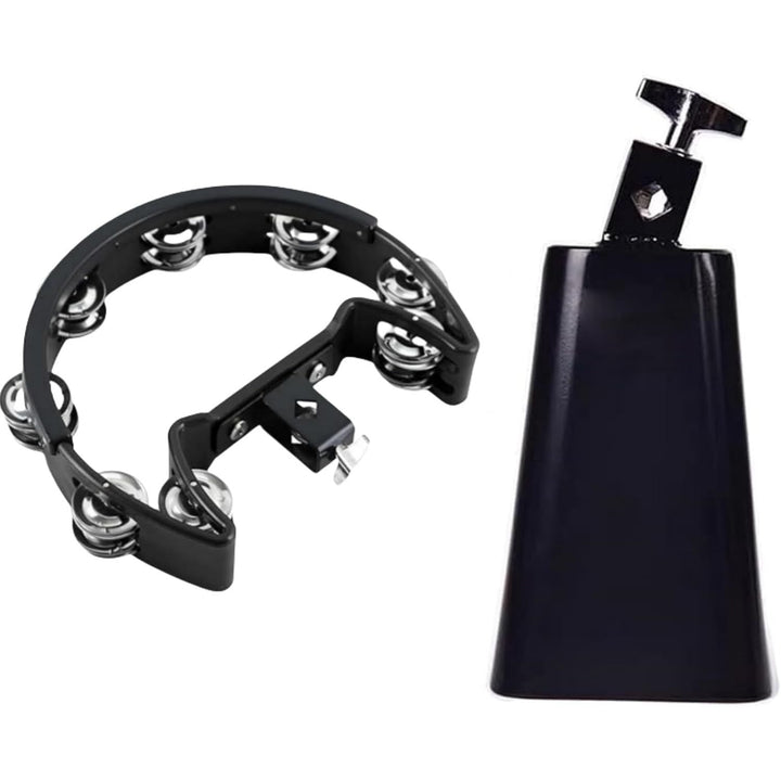 Black Mountable Tambourine and 7-Inch Cowbell Set - Just Closeouts Canada Inc.