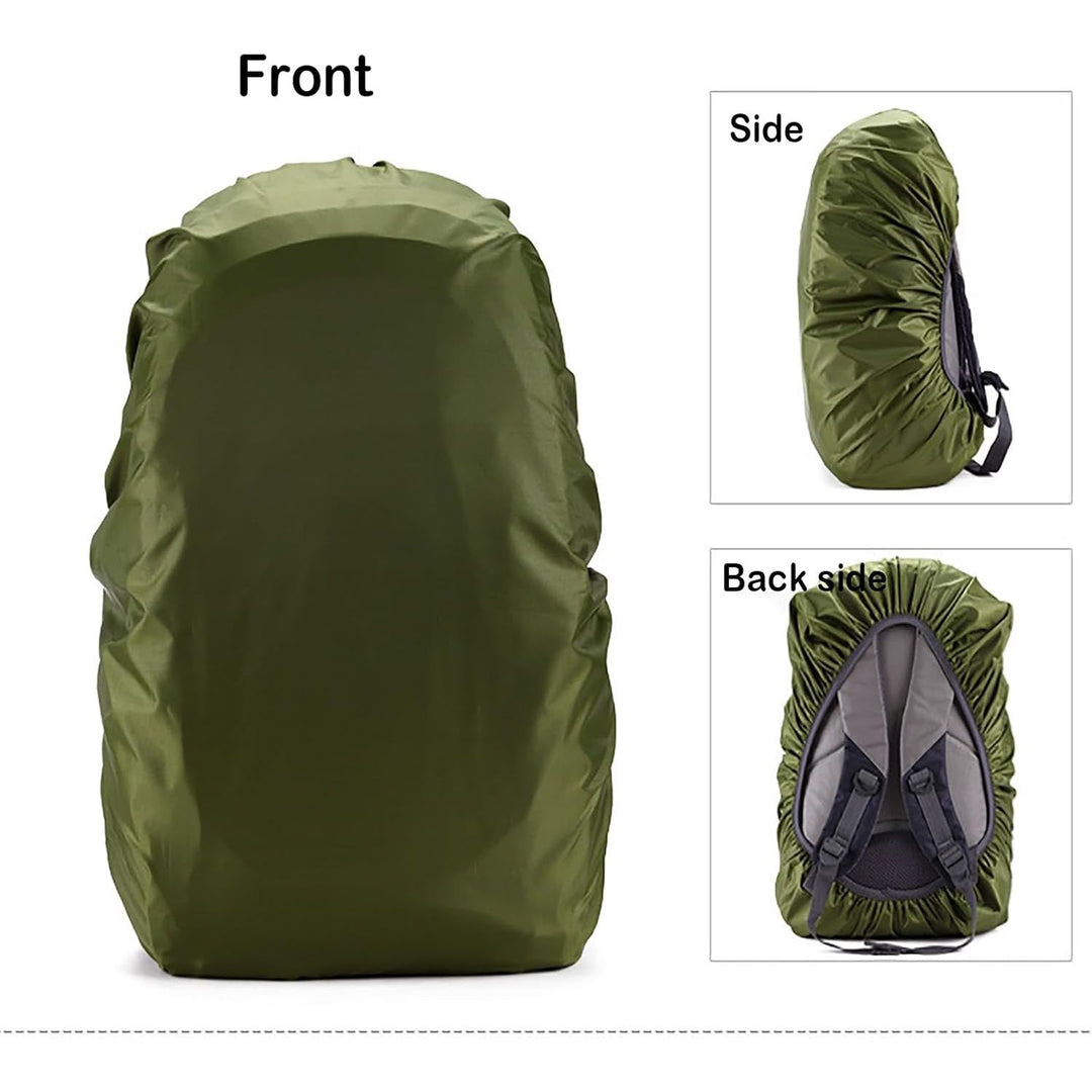 Black and olive green backpack rain cover set, view 3