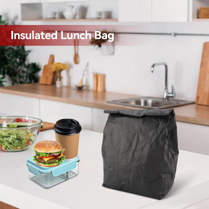 Black Reusable Insulated Lunch Bag, Paper-Style, 31 × 30 cm - Just Closeouts Canada Inc.X003Q4Q63N