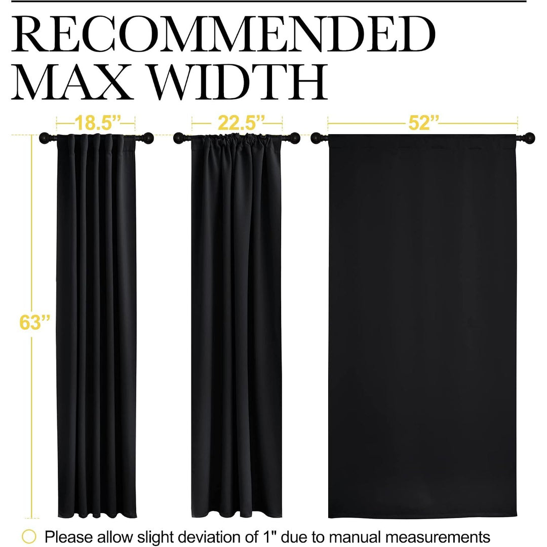 Black Room-Darkening Back-Tab & Rod-Pocket Curtains, 52 x 63 in, 2 Panels - Just Closeouts Canada Inc.