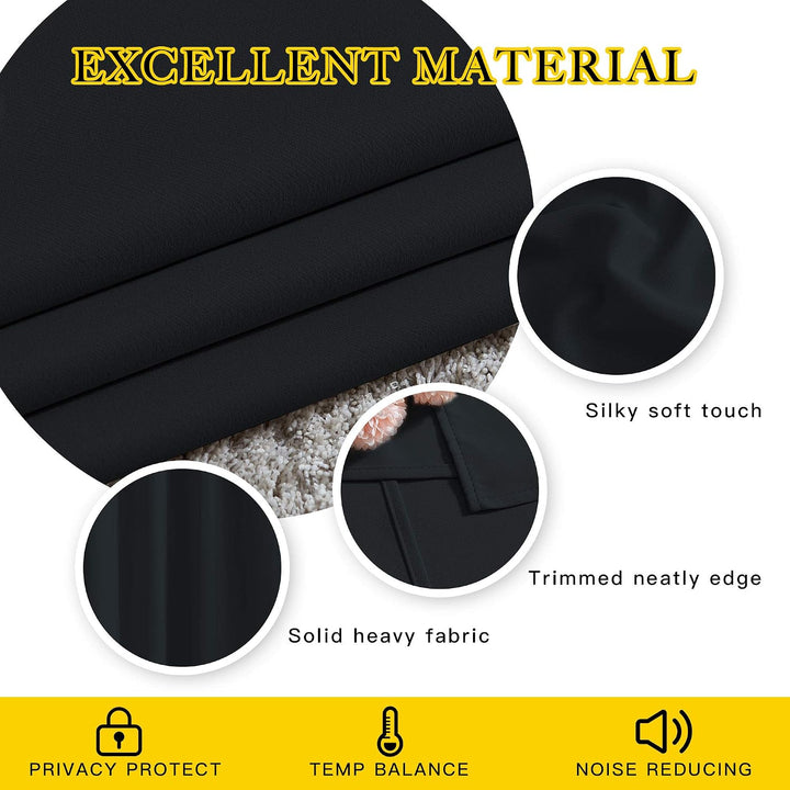 Black Room Darkening Grommet Curtains – 52 x 45 in, 2 Panels - Just Closeouts Canada Inc.