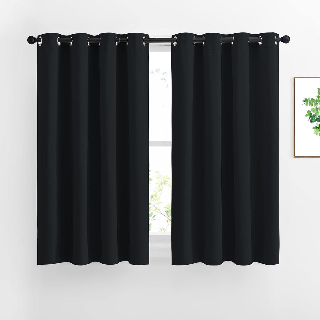 Black Room Darkening Grommet Curtains – 52 x 45 in, 2 Panels - Just Closeouts Canada Inc.