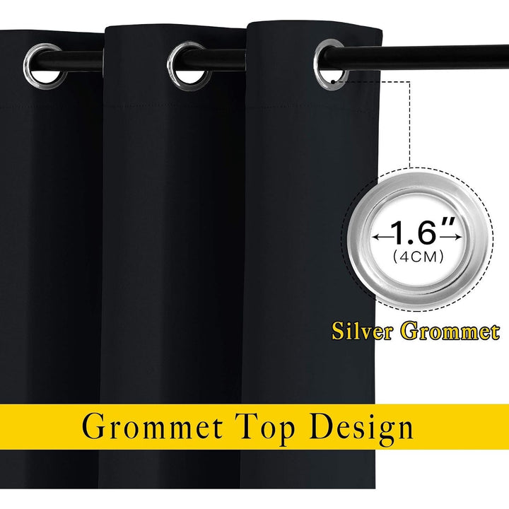 Black Room Darkening Grommet Curtains – 52 x 45 in, 2 Panels - Just Closeouts Canada Inc.