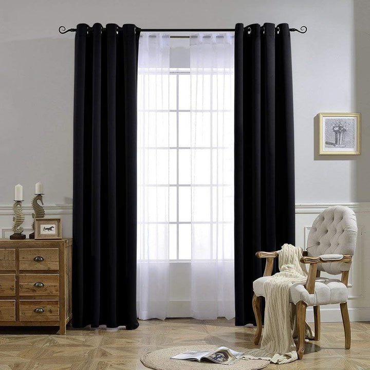 Black Room Darkening Grommet Curtains – 52 x 84 in, 2 Panels - Just Closeouts Canada Inc.