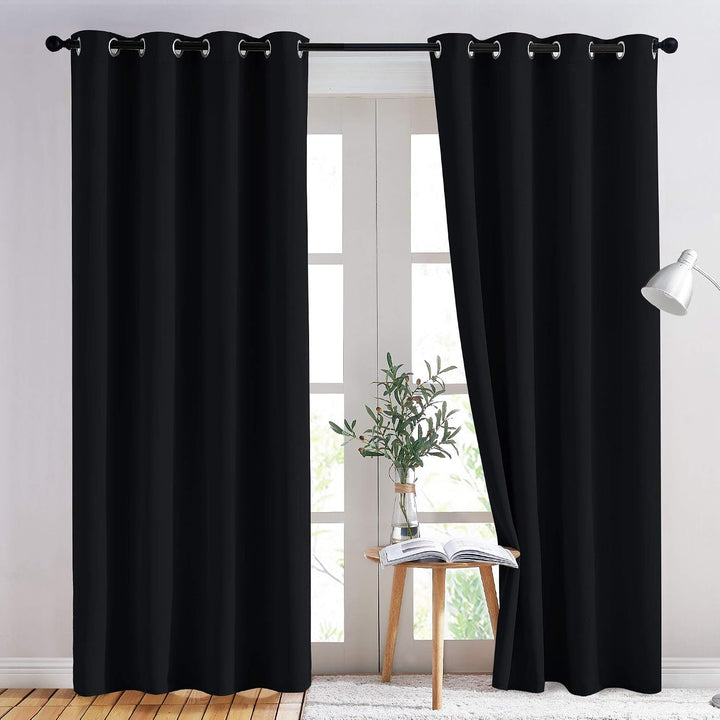 Black Room Darkening Grommet Curtains – 52 x 84 in, 2 Panels - Just Closeouts Canada Inc.