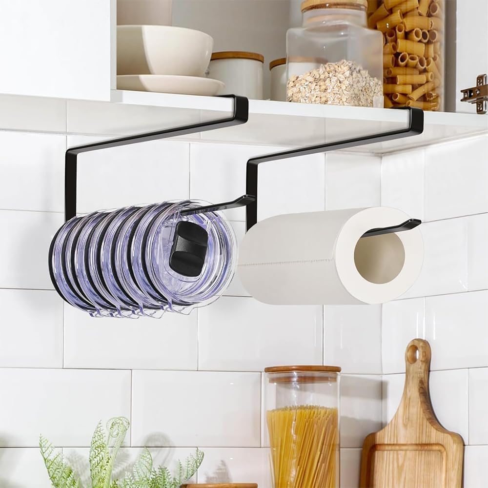 Black Under-Cabinet Tumbler Lid and Paper Towel Holder - Just Closeouts Canada Inc.