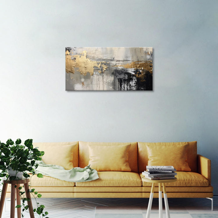 Black White and Gold Abstract Art Oil Painting Modern Living Room Decor Home Office Wall Decoration - Just Closeouts Canada Inc.