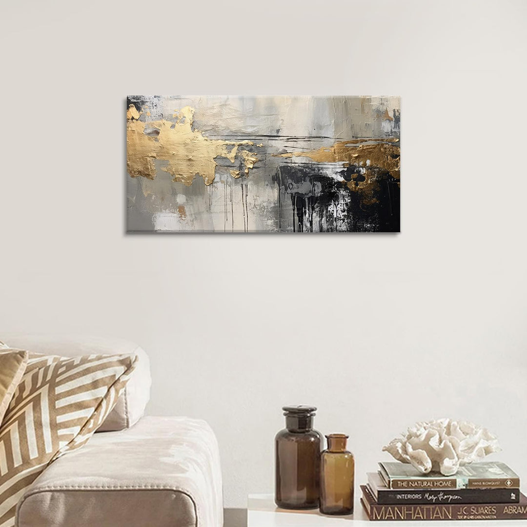 Black White and Gold Abstract Art Oil Painting Modern Living Room Decor Home Office Wall Decoration - Just Closeouts Canada Inc.