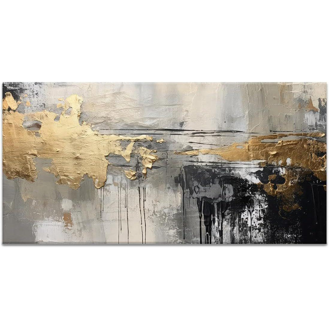 Black White and Gold Abstract Art Oil Painting Modern Living Room Decor Home Office Wall Decoration - Just Closeouts Canada Inc.