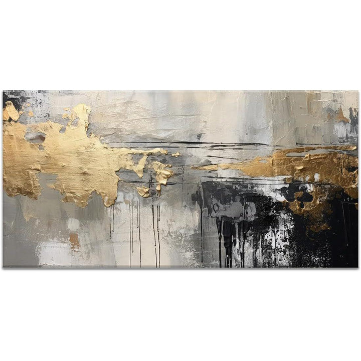 Black White and Gold Abstract Art Oil Painting Modern Living Room Decor Home Office Wall Decoration - Just Closeouts Canada Inc.