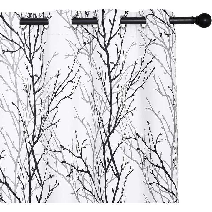 Black/Grey Branch-Print Room-Darkening Curtains, 52 x 72 in, Set of 2 - Just Closeouts Canada Inc.