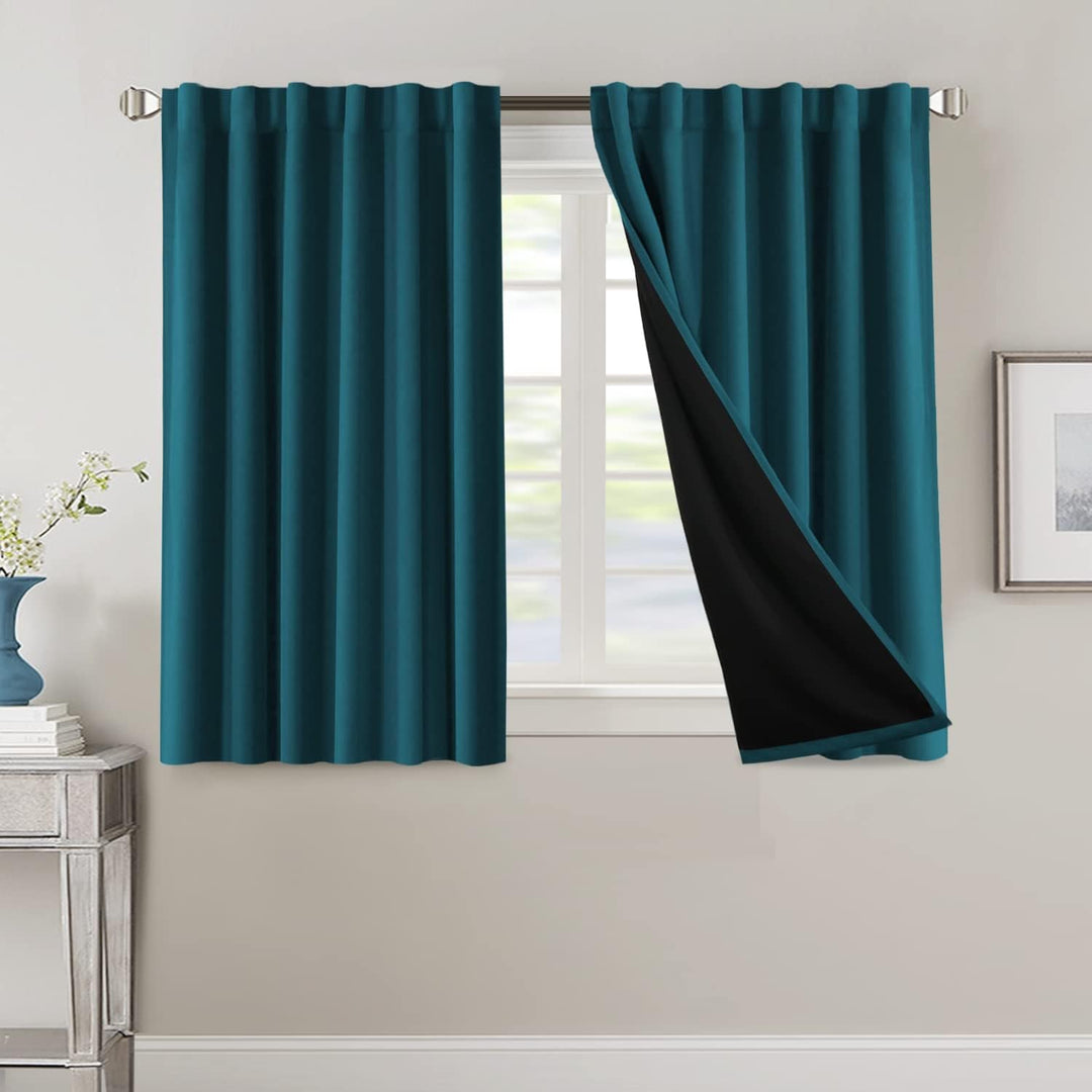 Blackout Back-Tab Curtains, Dark Teal, 52 x 45 in, 2 Panels - Just Closeouts Canada Inc.