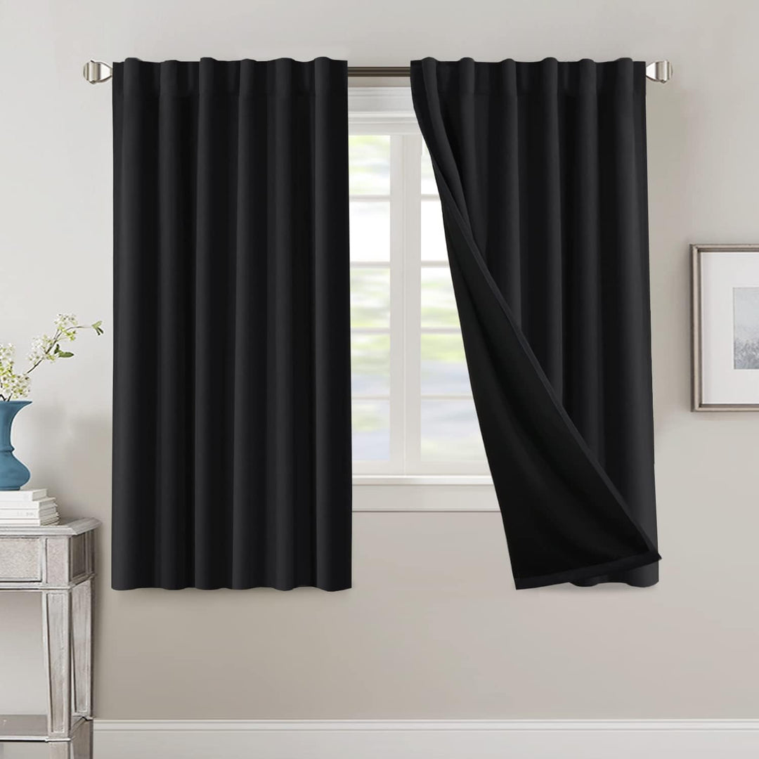 Blackout Back-Tab Curtains, Jet Black, 52 x 63 in, 2 Panels - Just Closeouts Canada Inc.