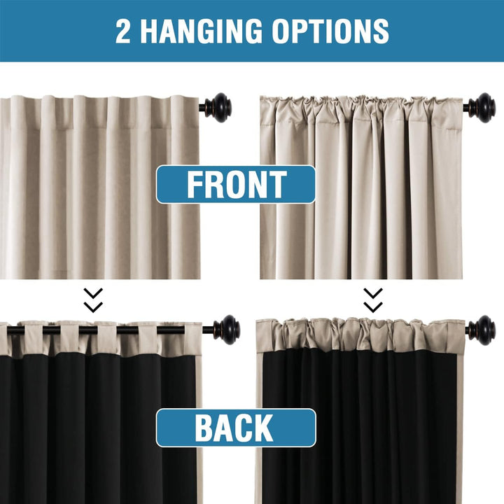 Blackout Back-Tab Curtains – Natural Sand, 52 × 54 in, 2 Panels - Just Closeouts Canada Inc.