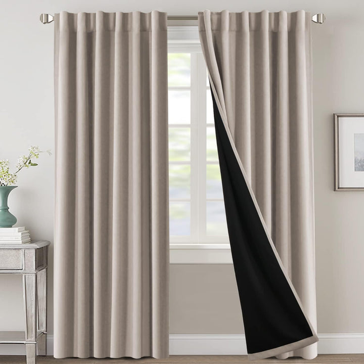 Blackout Back-Tab Curtains, Natural Sand, 52 x 96 in, 2 Panels - Just Closeouts Canada Inc.