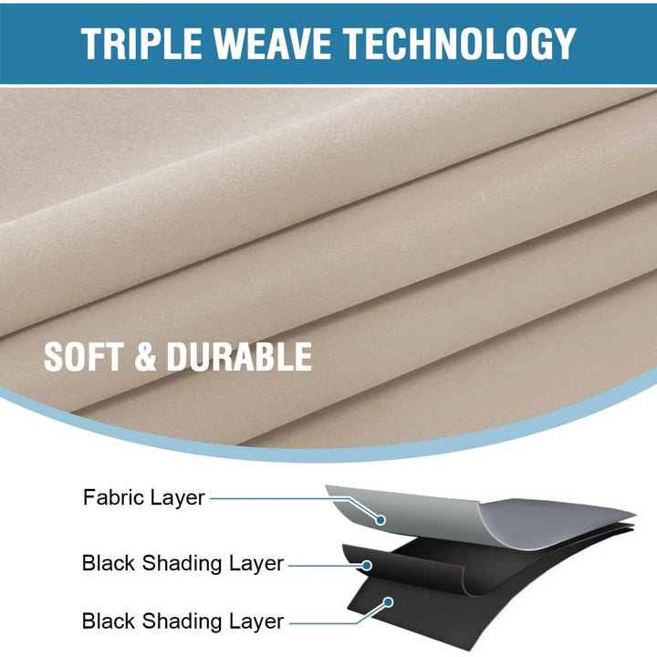 Blackout Back-Tab Curtains, Natural Sand, 52 x 96 in, 2 Panels - Just Closeouts Canada Inc.