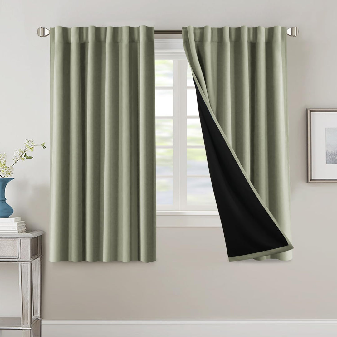 Blackout Back-Tab Curtains, Sage, 52 x 63 in, 2 Panels - Just Closeouts Canada Inc.