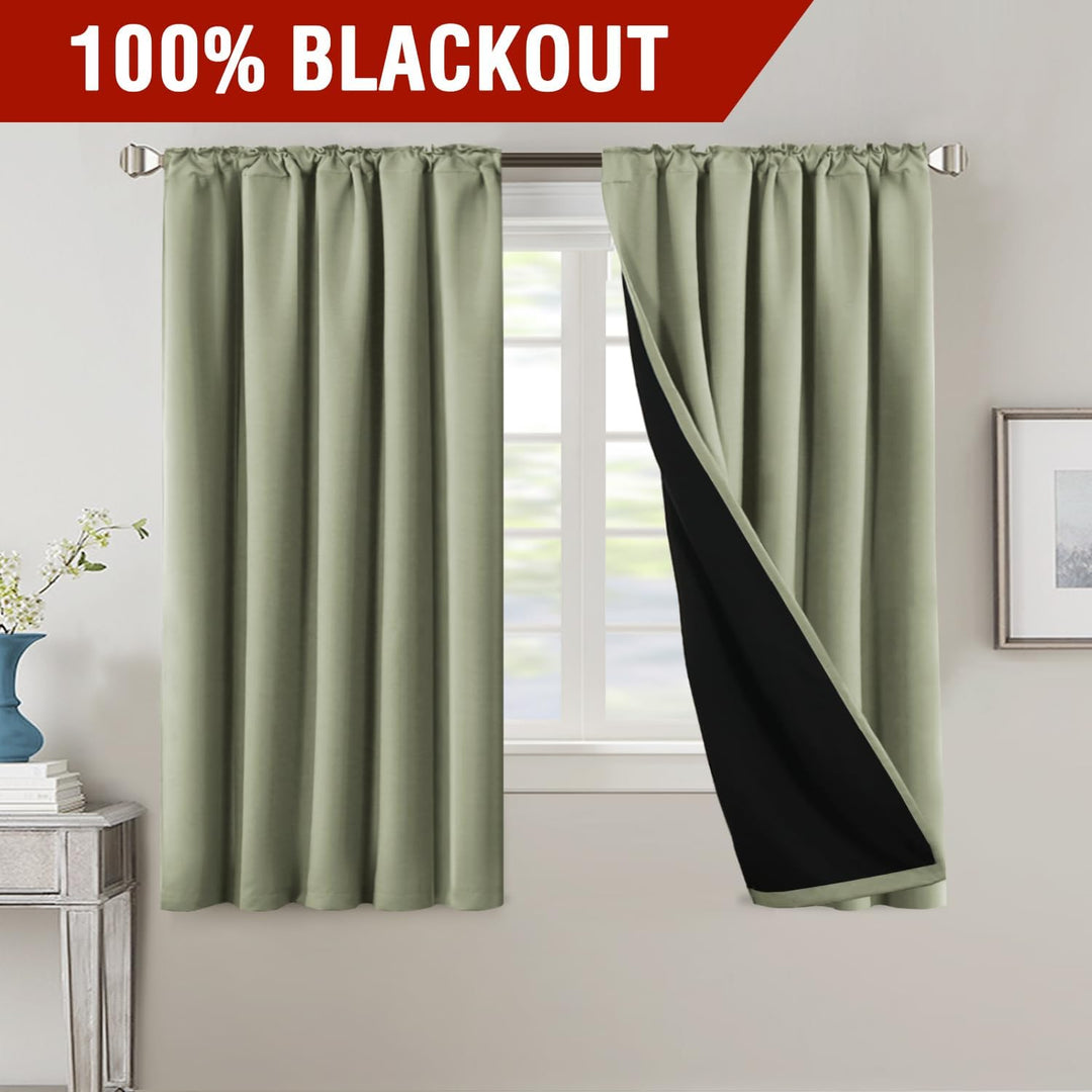 Blackout Back-Tab Curtains, Sage, 52 x 63 in, 2 Panels - Just Closeouts Canada Inc.