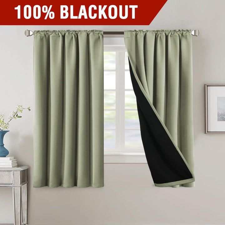 Blackout Back-Tab Curtains, Sage, 52 x 63 in, 2 Panels - Just Closeouts Canada Inc.