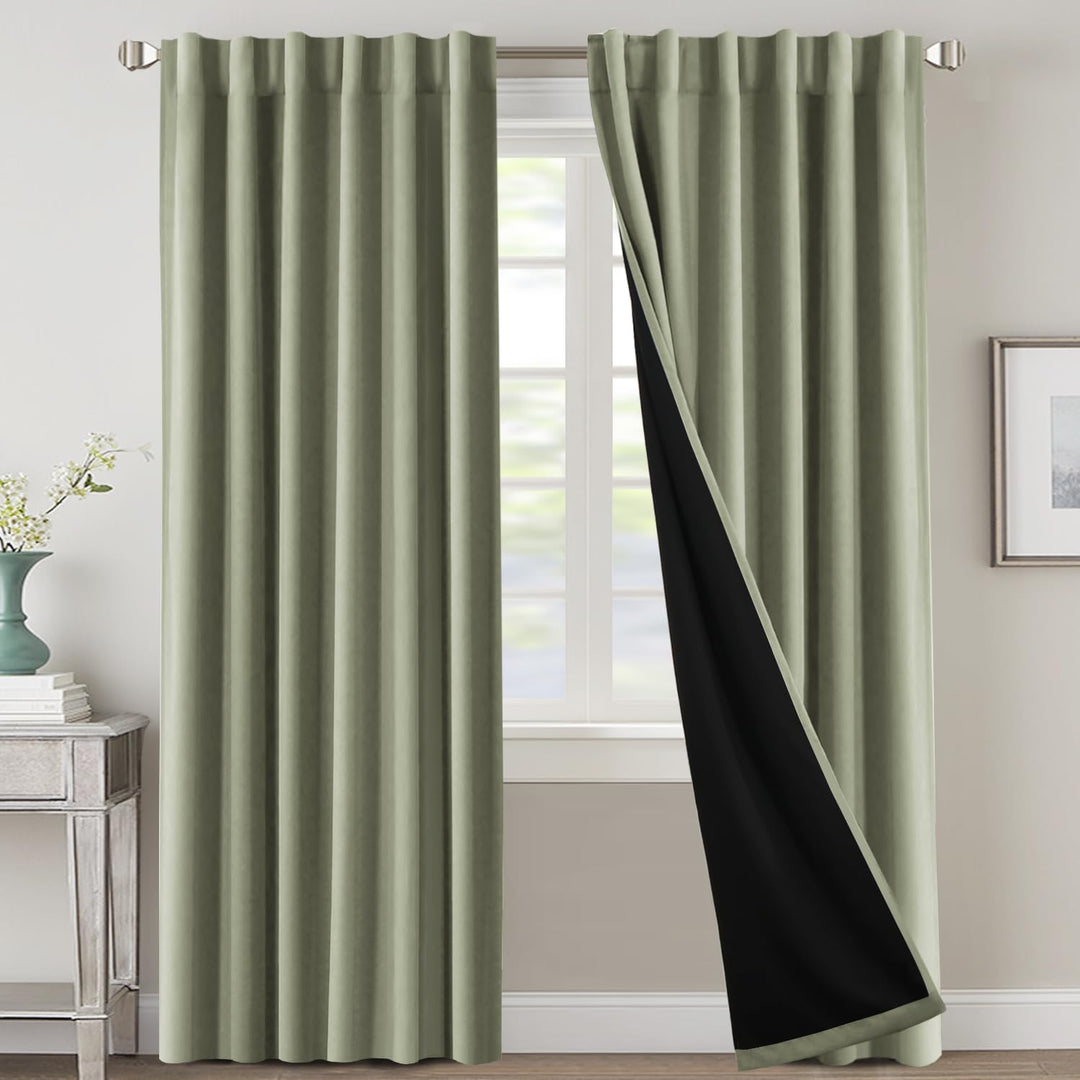 Blackout Back-Tab Curtains, Sage, 52 x 96 in, 2 Panels - Just Closeouts Canada Inc.