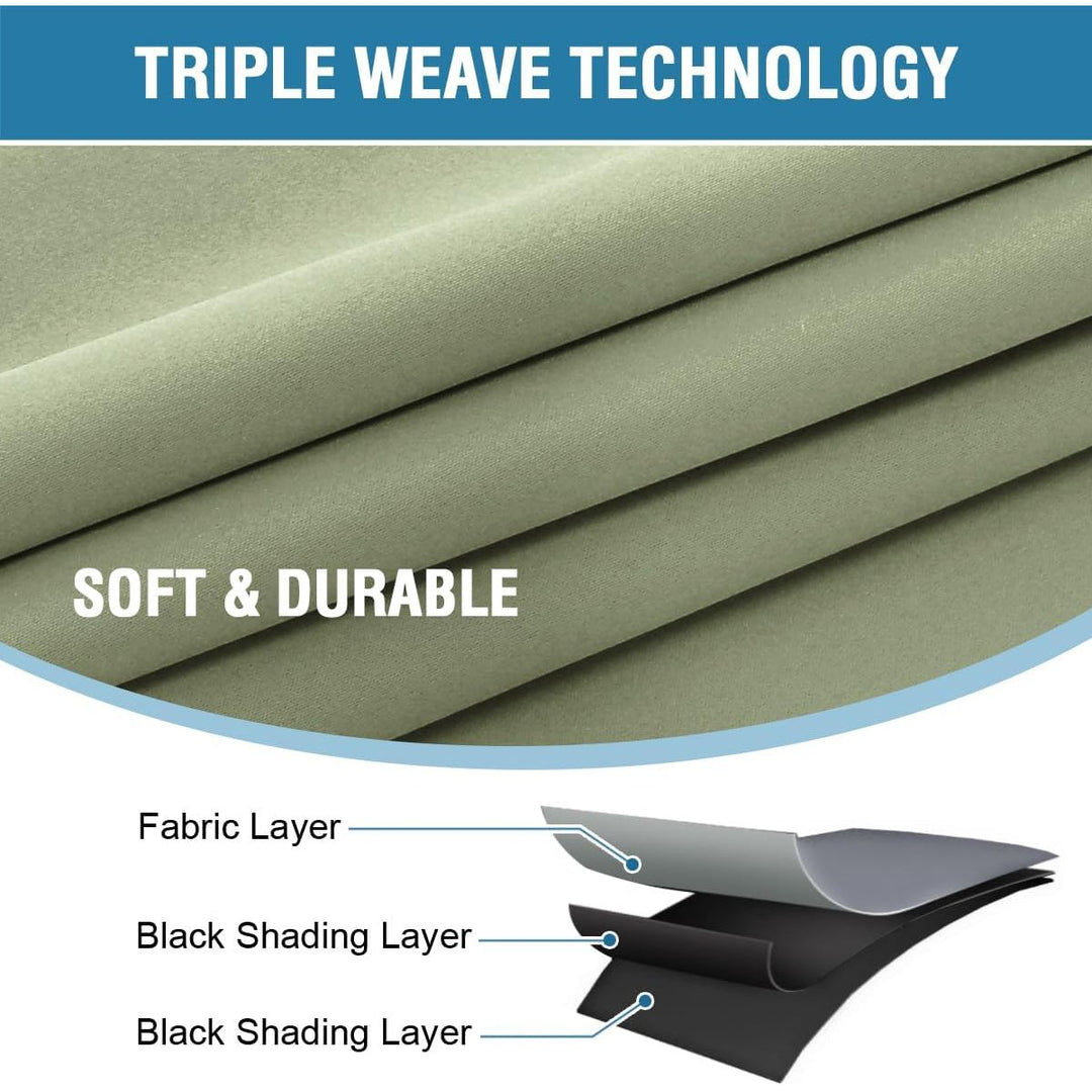 Blackout Back-Tab Curtains, Sage, 52 x 96 in, 2 Panels - Just Closeouts Canada Inc.